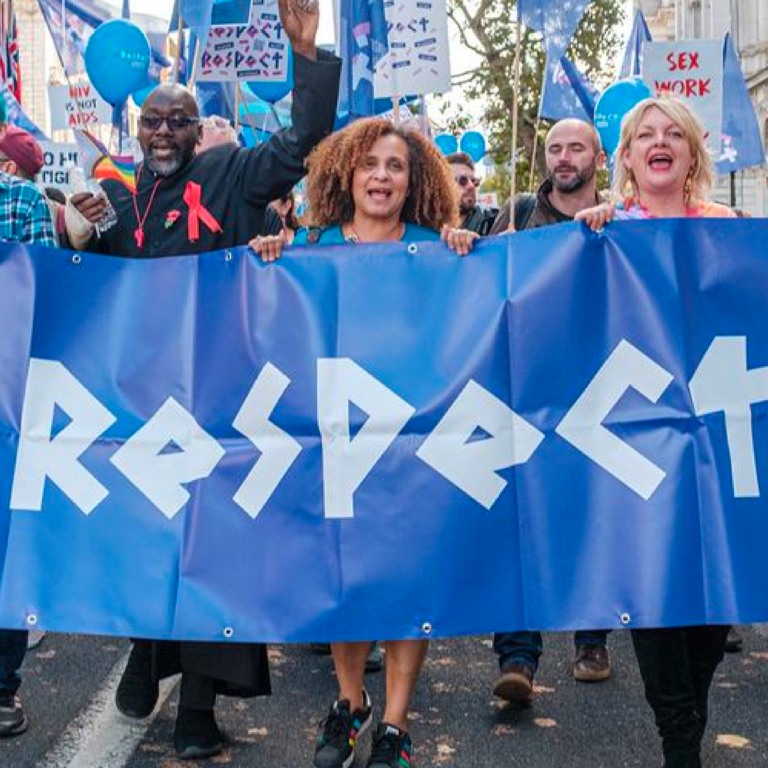 Respect my HIV protest in London, November 2021.