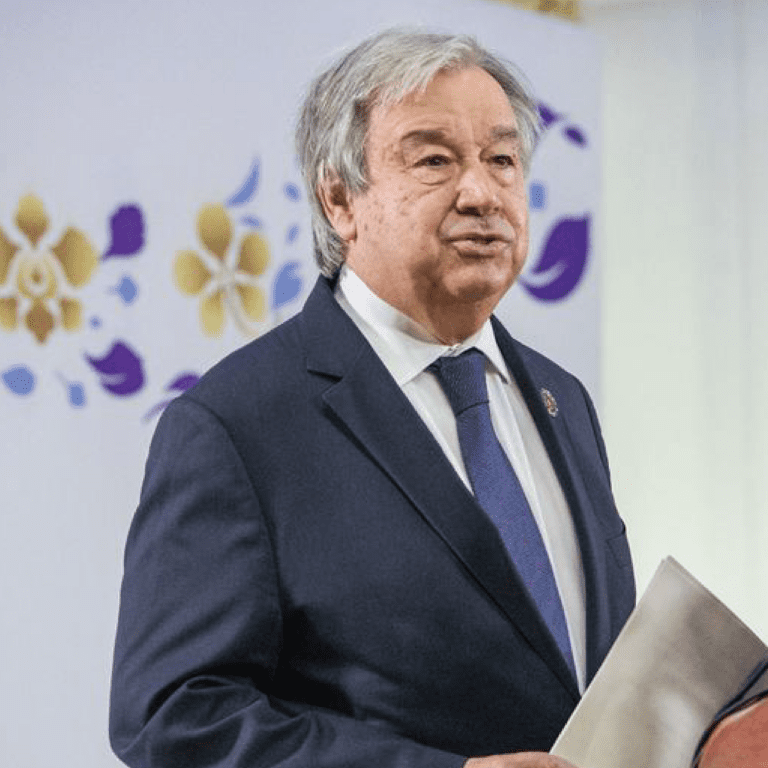 UN Secretary-General António Guterres speaks to reporters in Phnom Penh, as part of his activities in Cambodia for the 2022 ASEAN Summit.