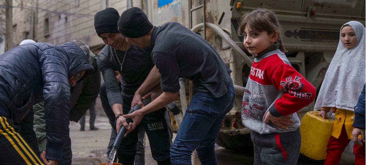 Communities in Aleppo, Syria, access clean water after the earthquake which struck the region.
