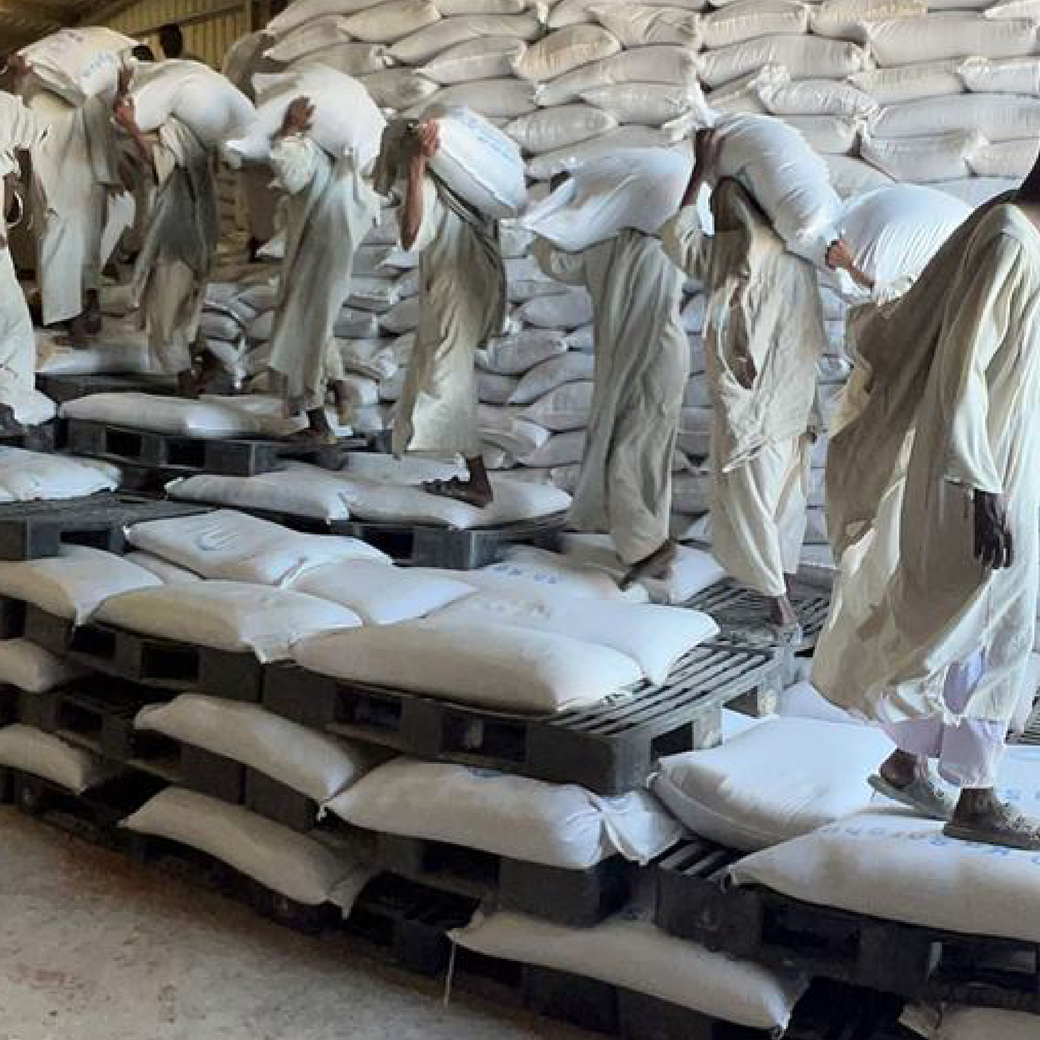 WFP warehouses in Port Sudan are being stocked with food commodities for emergency distribution.