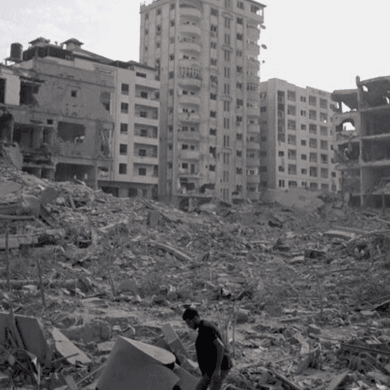 Destroyed buildings in Abu Al-Kass, Gaza.