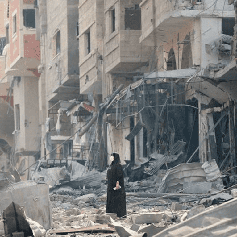 Extensive destruction is seen in the Gaza strip following Israeli airstrikes on 10 October 2023