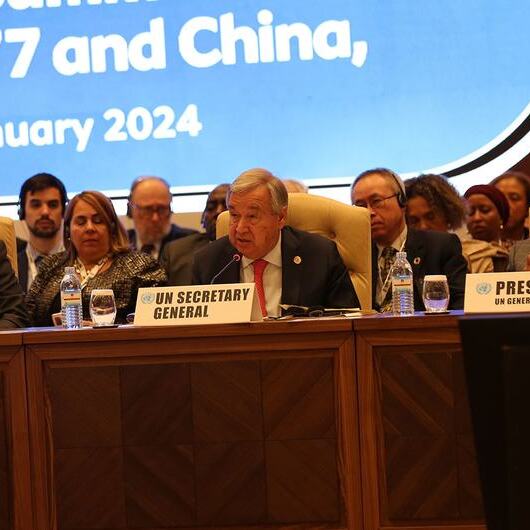 The United Nations Secretary General, António Guterres addresses the G77 Summit in Kampala, Uganda.