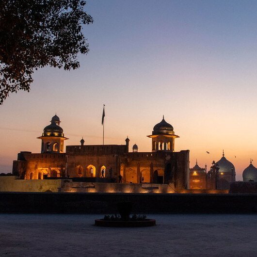Badshahi Mosque in Lahore in the Punjab province of Pakistan close to the border with India.
