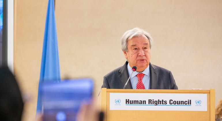 UN Secretary-General António Guterres addresses the 55th session of the Human Rights Council.